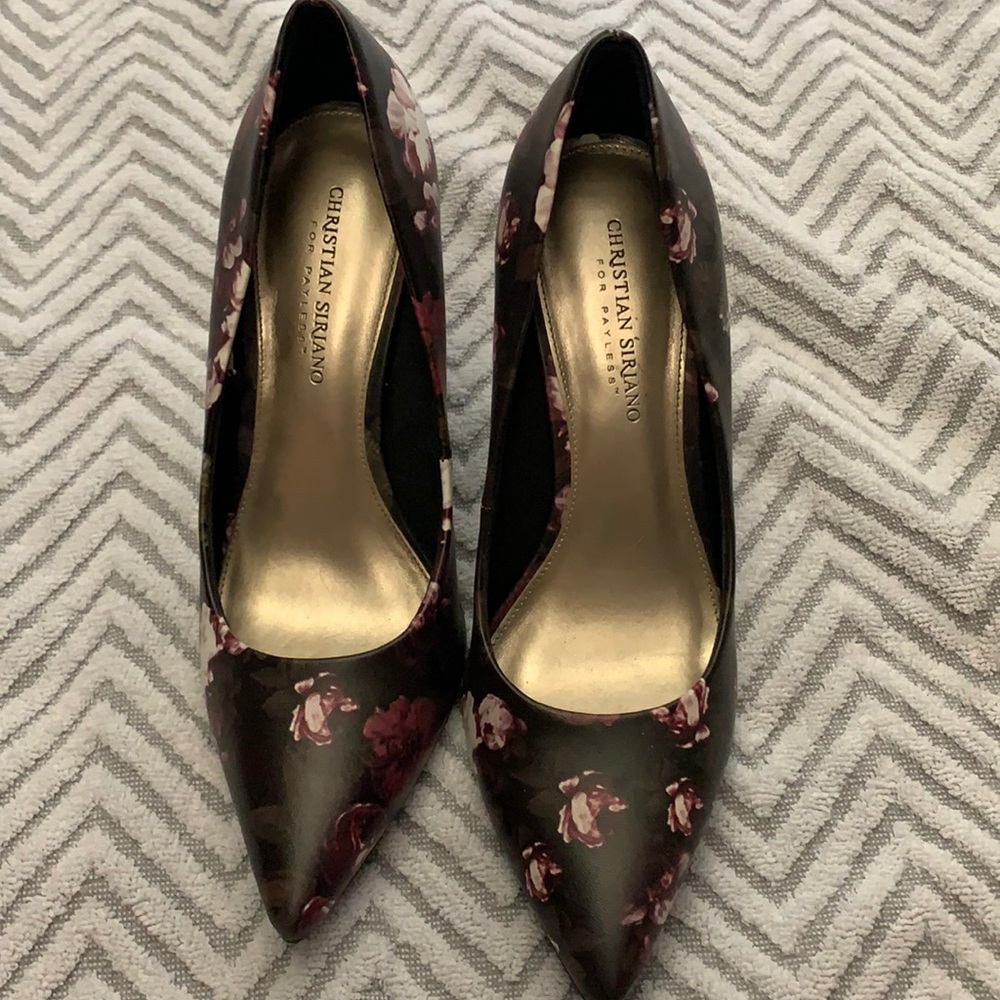 Dark flower print heels